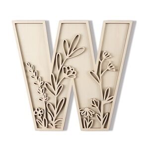 Boho Floral Wooden Letter 'W' Wall Art